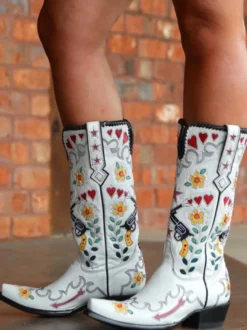 Bottes au Genou Femme à Talons Hauts Imprimés Fleuries