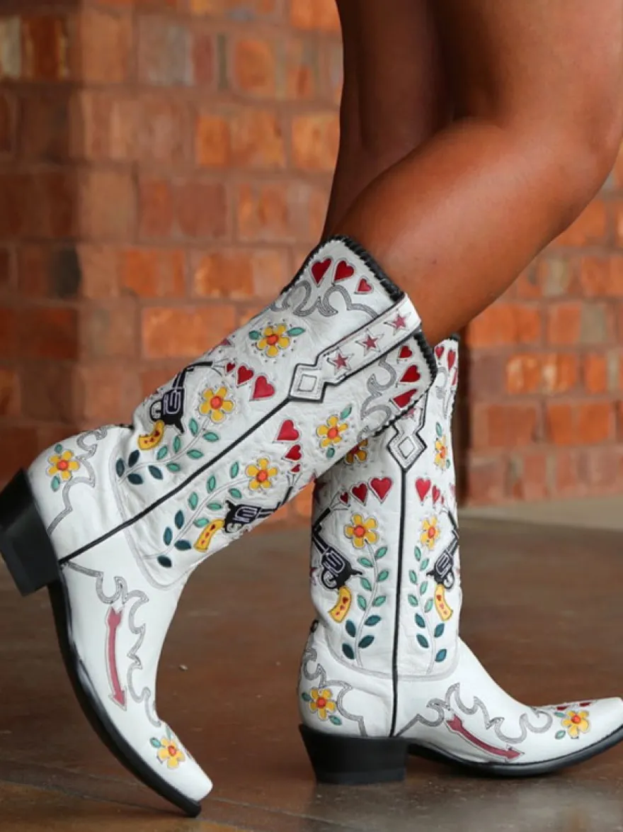 Bottes au Genou Femme à Talons Hauts Imprimés Fleuries