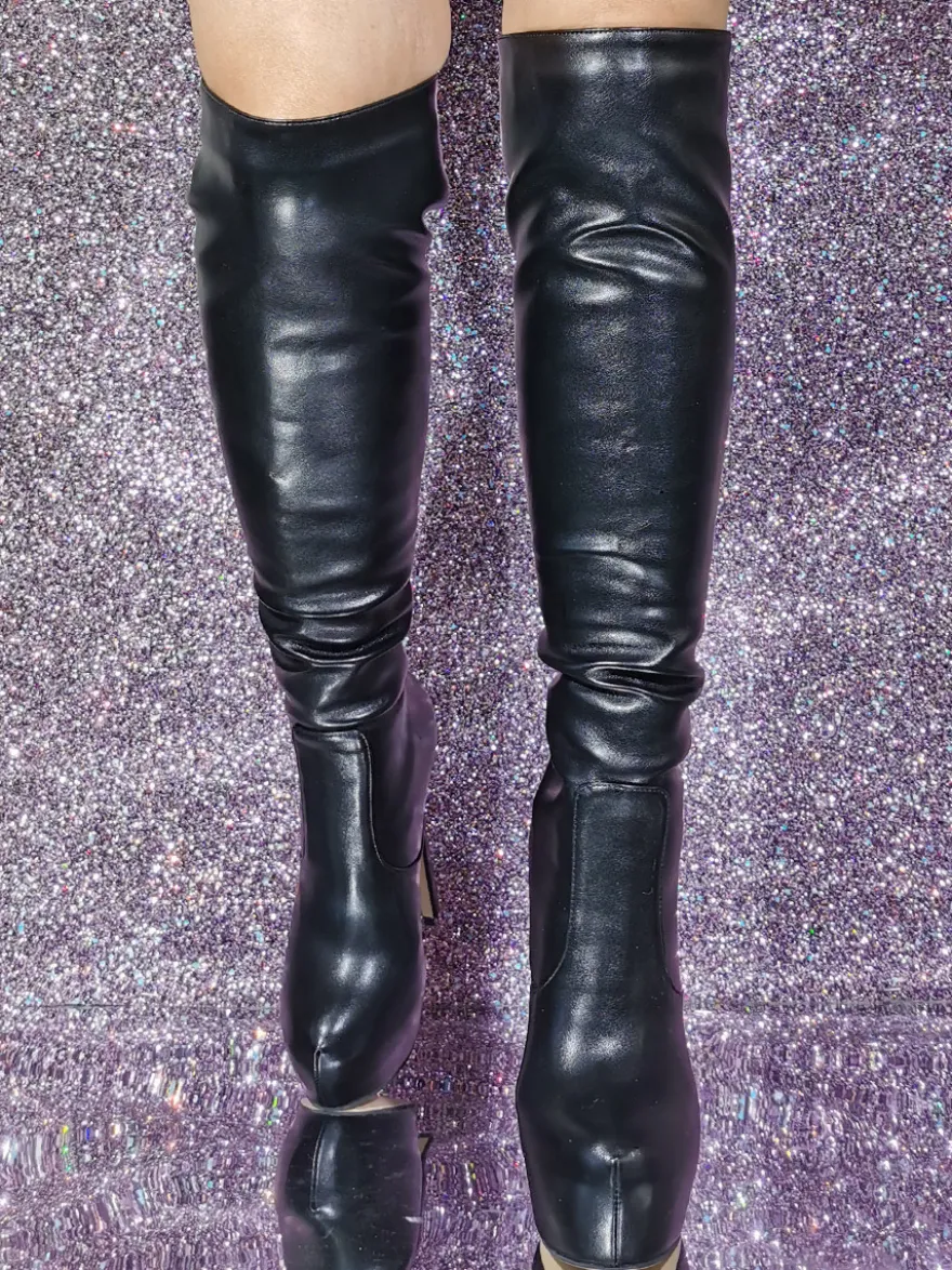 Bottes au genou sexy à talons aiguilles chaussures femmes