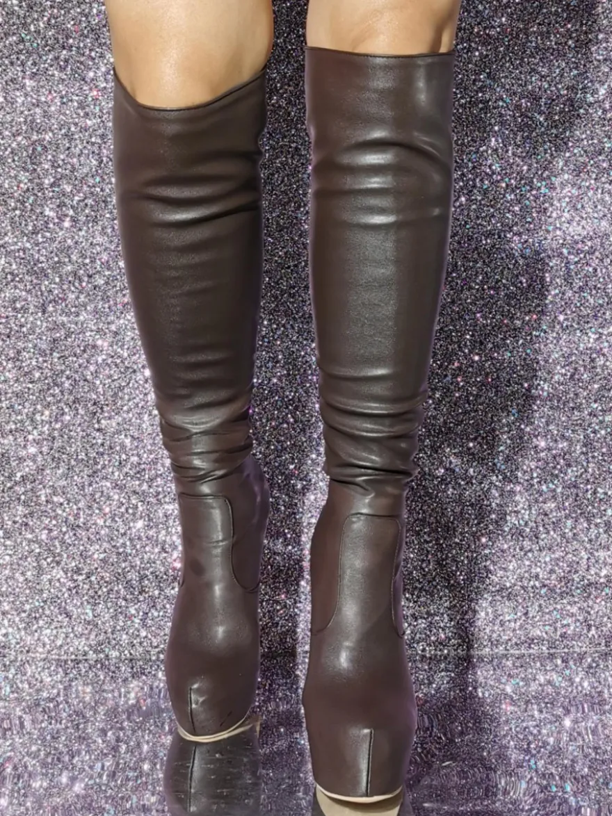 Bottes au genou sexy à talons aiguilles chaussures femmes