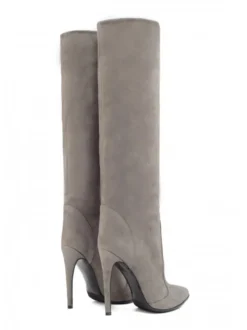 Bottes au Genou à Talons Hauts Femme avec Bout Rond Unicolore