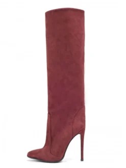 Bottes au Genou à Talons Hauts Femme avec Bout Rond Unicolore