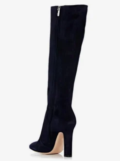 Bottes chaussures en daim noires Bottes à talons épais