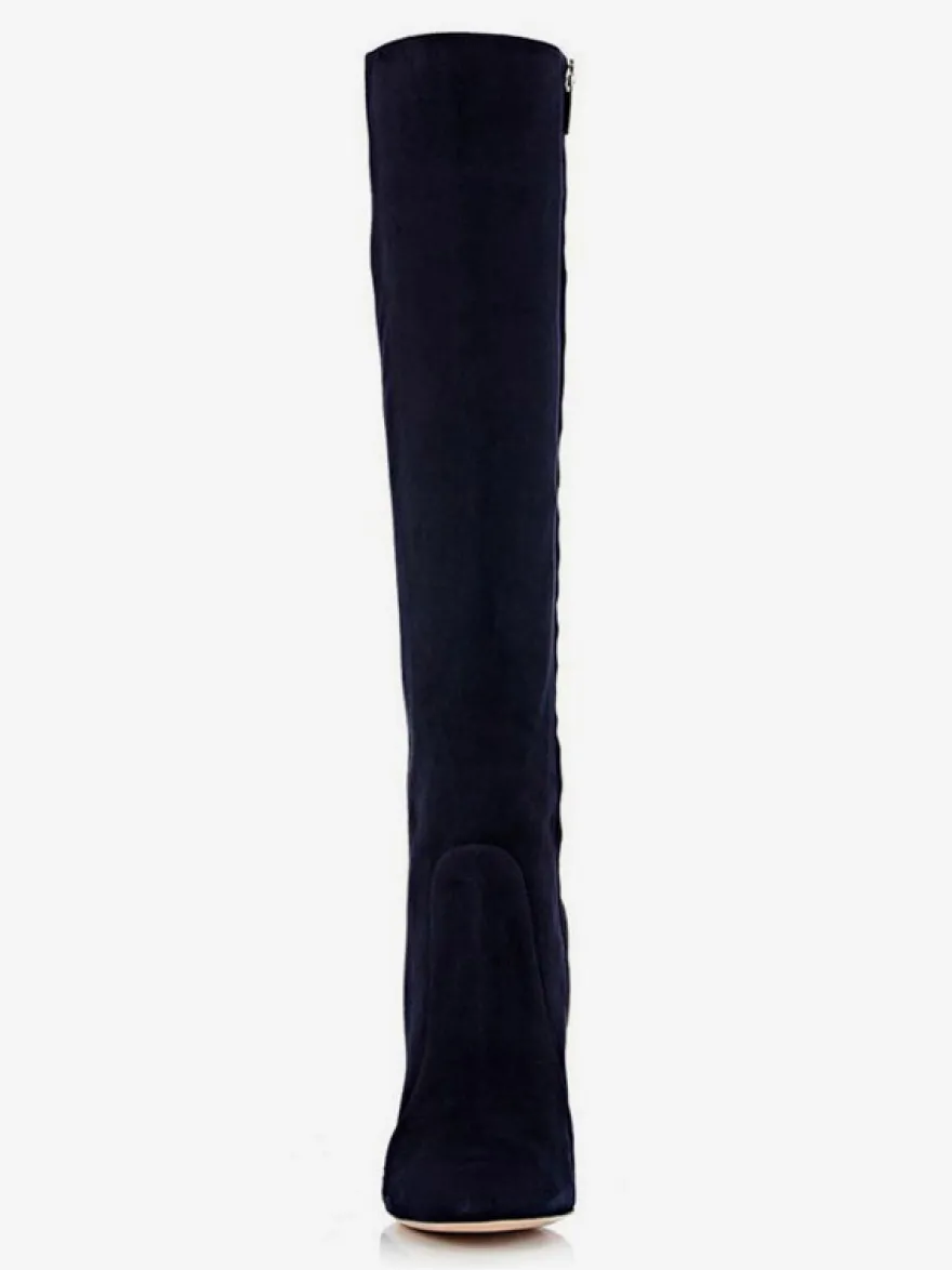 Bottes chaussures en daim noires Bottes à talons épais