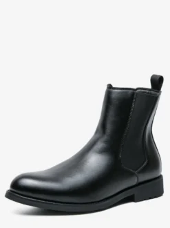 Bottes Chelsea classiques noires à enfiler pour homme bout pointu talons bas