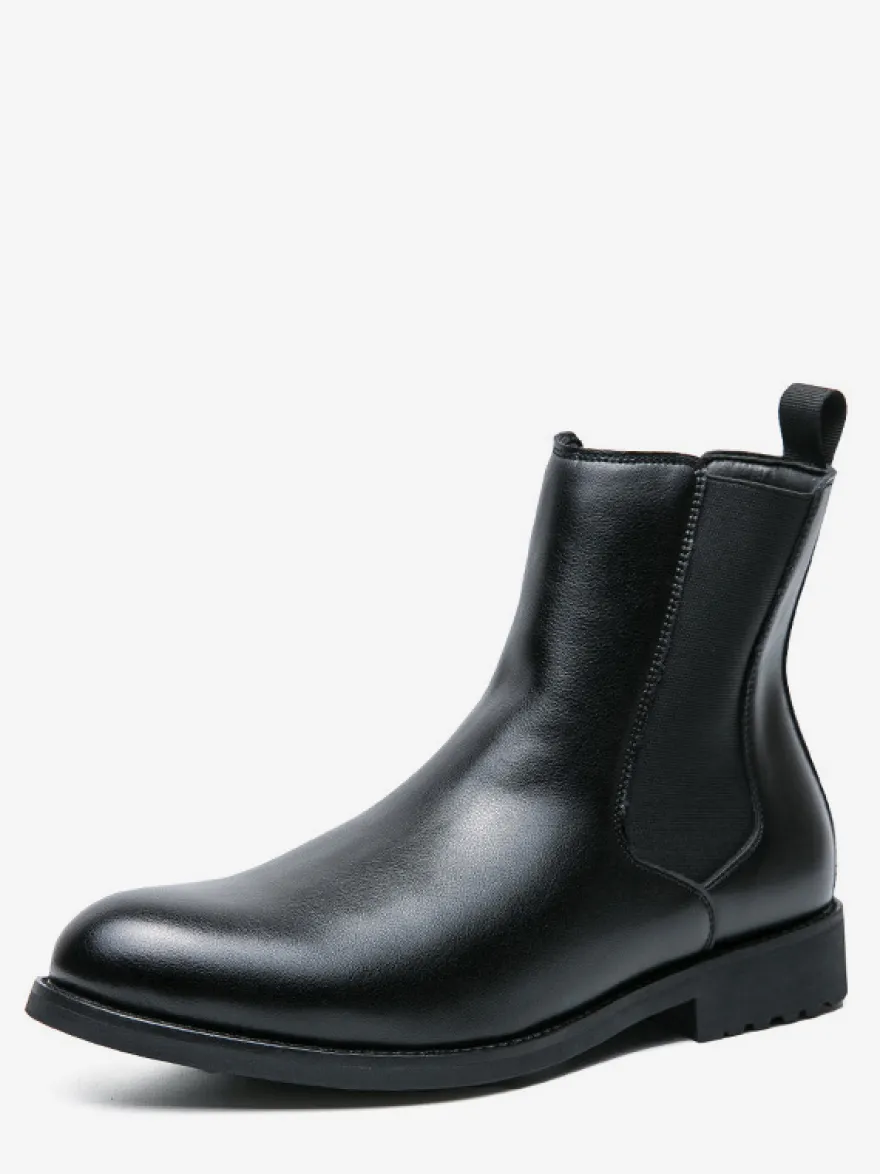 Bottes Chelsea classiques noires à enfiler pour homme bout pointu talons bas