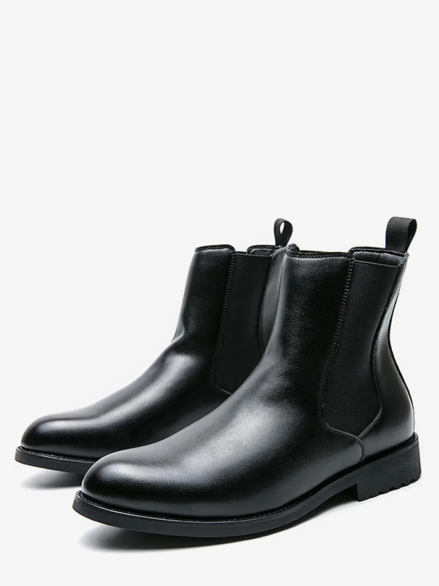 Bottes Chelsea classiques noires à enfiler pour homme bout pointu talons bas