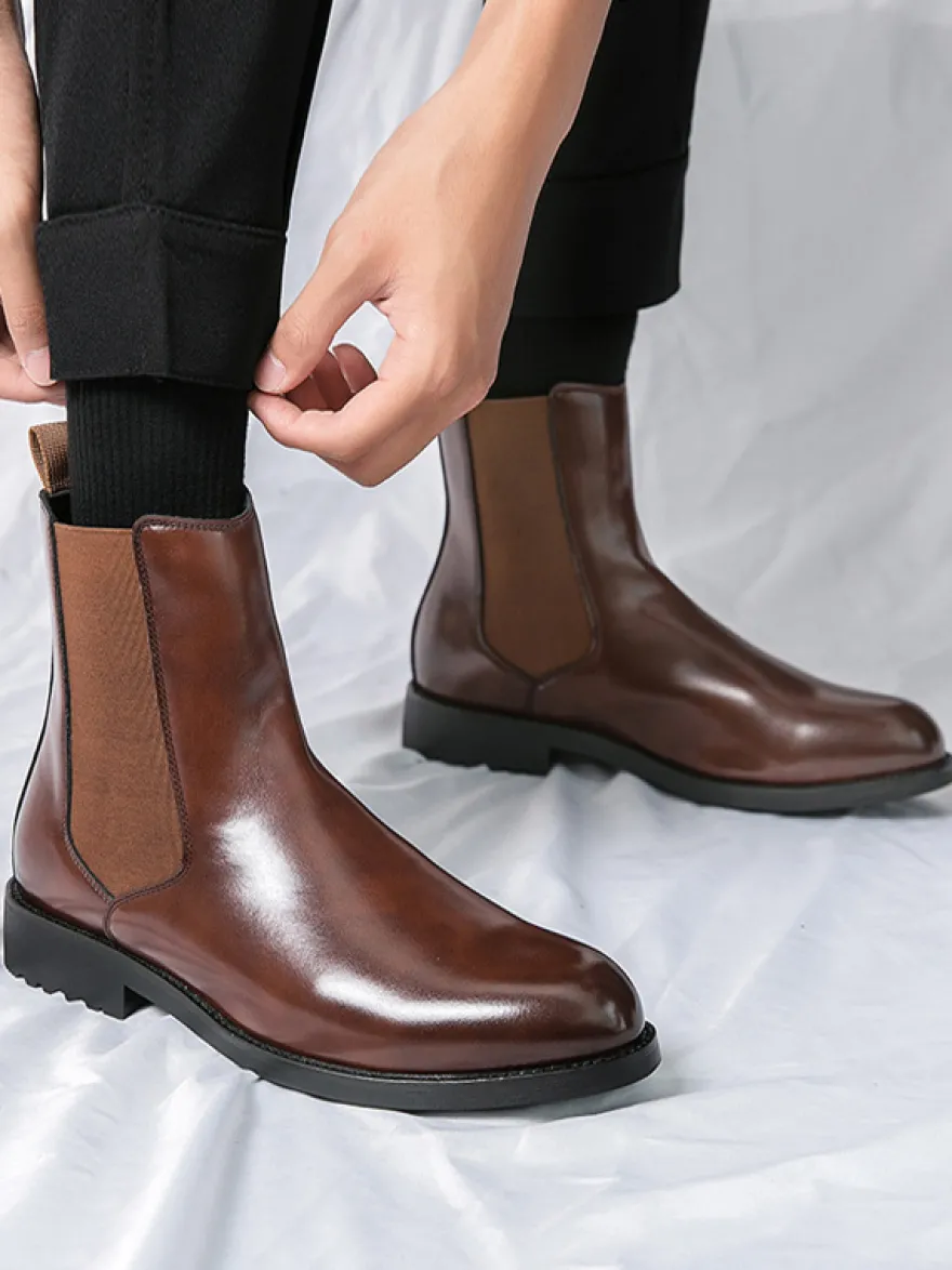 Bottes Chelsea classiques noires à enfiler pour homme bout pointu talons bas