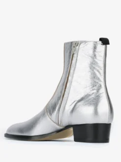 Bottes Chelsea pour hommes Bottes habillées à bout rond en cuir de vache argenté