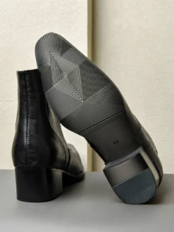 Bottes Chelsea pour hommes bottes habillées à bout carré et talons épais avec fermeture éclair sur le côté