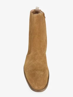 Bottes Chelsea pour hommes Bottines courtes à bout carré en cuir orange
