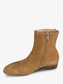 Bottes Chelsea pour hommes Bottines courtes à bout carré en cuir orange
