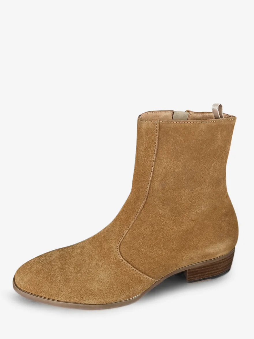 Bottes Chelsea pour hommes Bottines courtes à bout carré en cuir orange