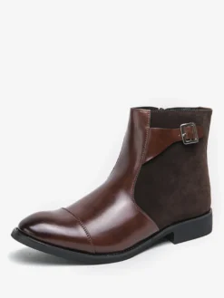 Bottes Chelsea pour hommes en cuir PU noir