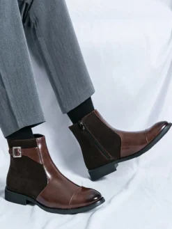 Bottes Chelsea pour hommes en cuir PU noir