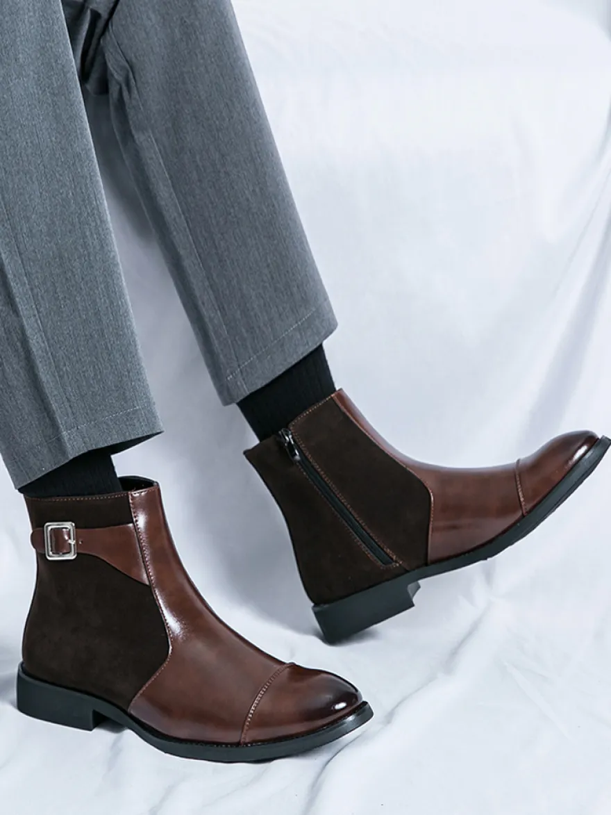Bottes Chelsea pour hommes en cuir PU noir