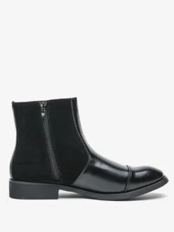 Bottes Chelsea pour hommes en cuir PU noir