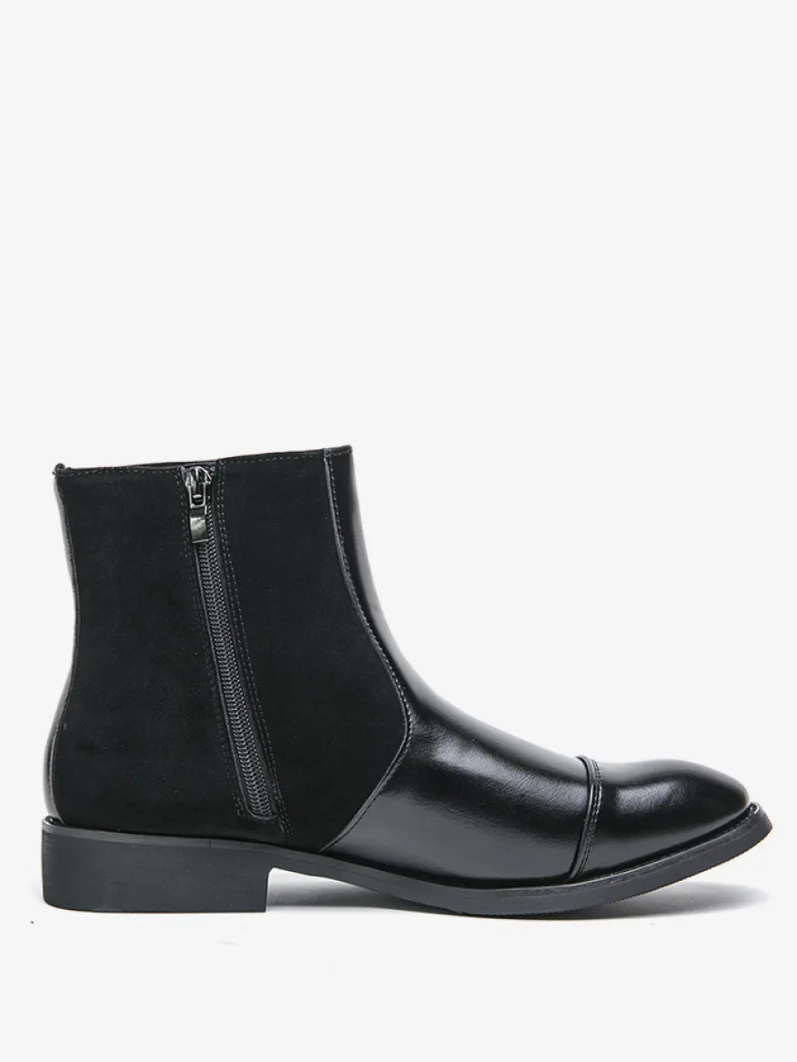 Bottes Chelsea pour hommes en cuir PU noir