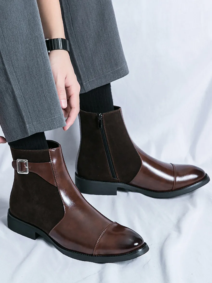 Bottes Chelsea pour hommes en cuir PU noir