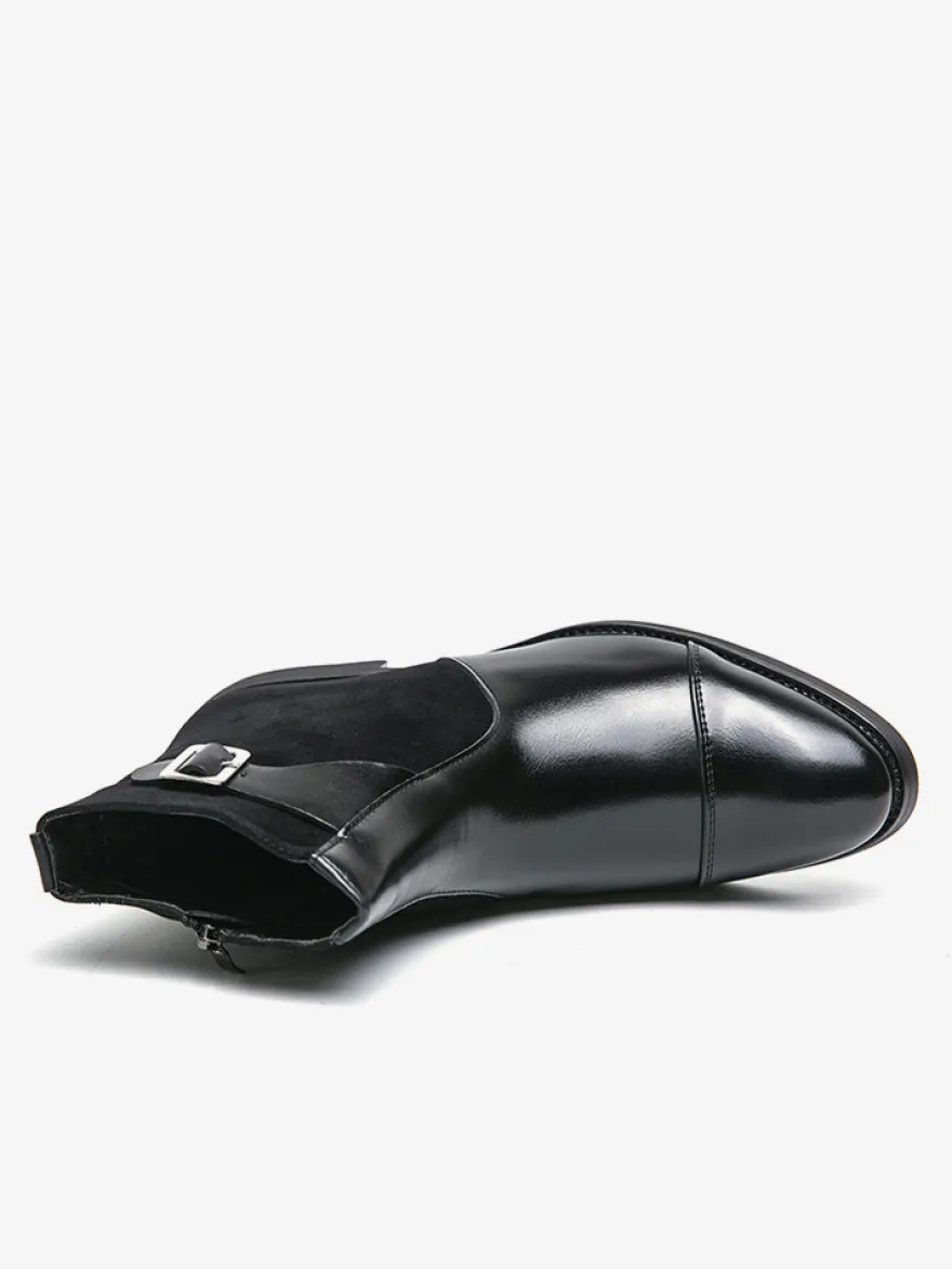 Bottes Chelsea pour hommes en cuir PU noir