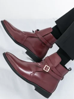 Bottes Chelsea pour hommes en cuir PU noir