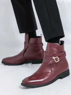 Bottes Chelsea pour hommes en cuir PU noir