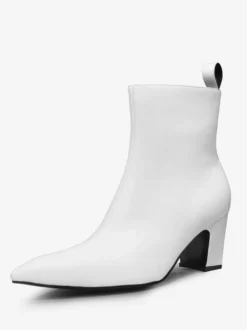 Bottes Chelsea à talon bloc pour hommes en cuir PU noir à bout pointu style rock