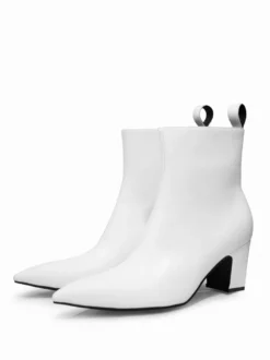 Bottes Chelsea à talon bloc pour hommes en cuir PU noir à bout pointu style rock