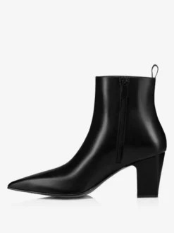 Bottes Chelsea à talon bloc pour hommes en cuir PU noir à bout pointu style rock