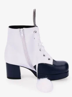 Bottes classiques lolita bottes oreille de lapin pom pom à deux tons chaussures chunky à talons hauts Lolita Déguisements Halloween