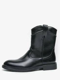 Bottes courtes pour hommes bottes en cuir à bout pointu et fermeture éclair avec talon bas