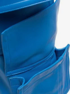 Bottes cuissardes bleues pour femmes bout pointu poches bride arrière cuissardes