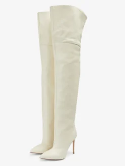 Bottes cuissardes grandes tailles à bout pointu et talons hauts