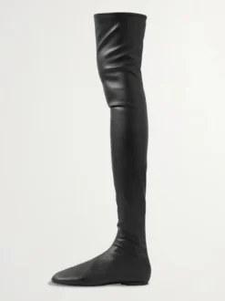 Bottes cuissardes marron à bout rond et plates