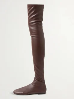 Bottes cuissardes marron à bout rond et plates