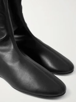 Bottes cuissardes marron à bout rond et plates