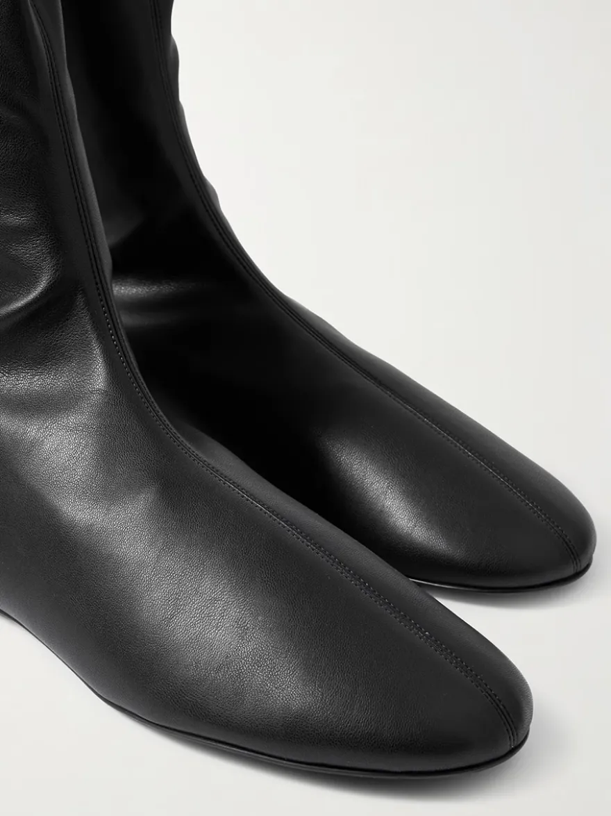 Bottes cuissardes marron à bout rond et plates