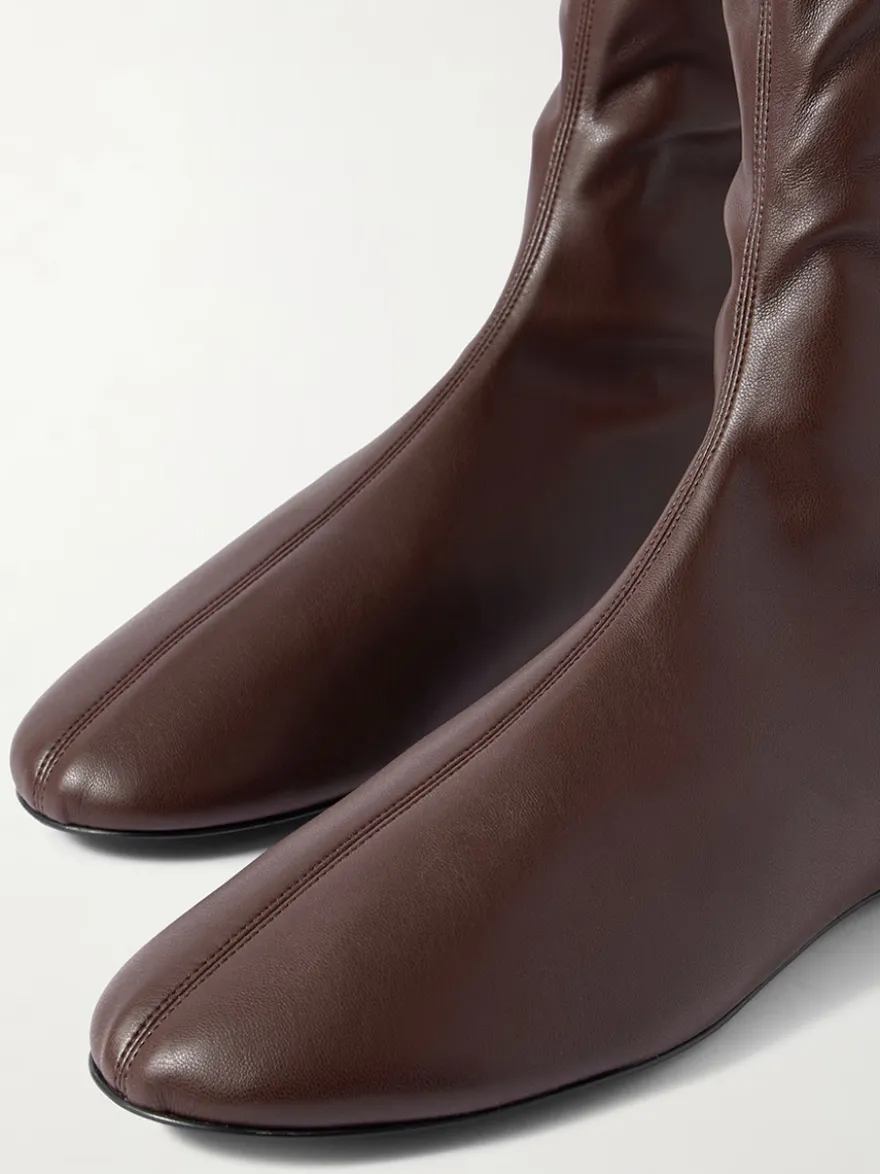 Bottes cuissardes marron à bout rond et plates