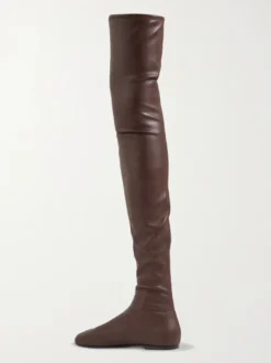 Bottes cuissardes marron à bout rond et plates