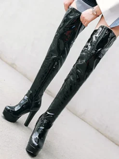 Bottes cuissardes noires Bottes femme à talons hauts