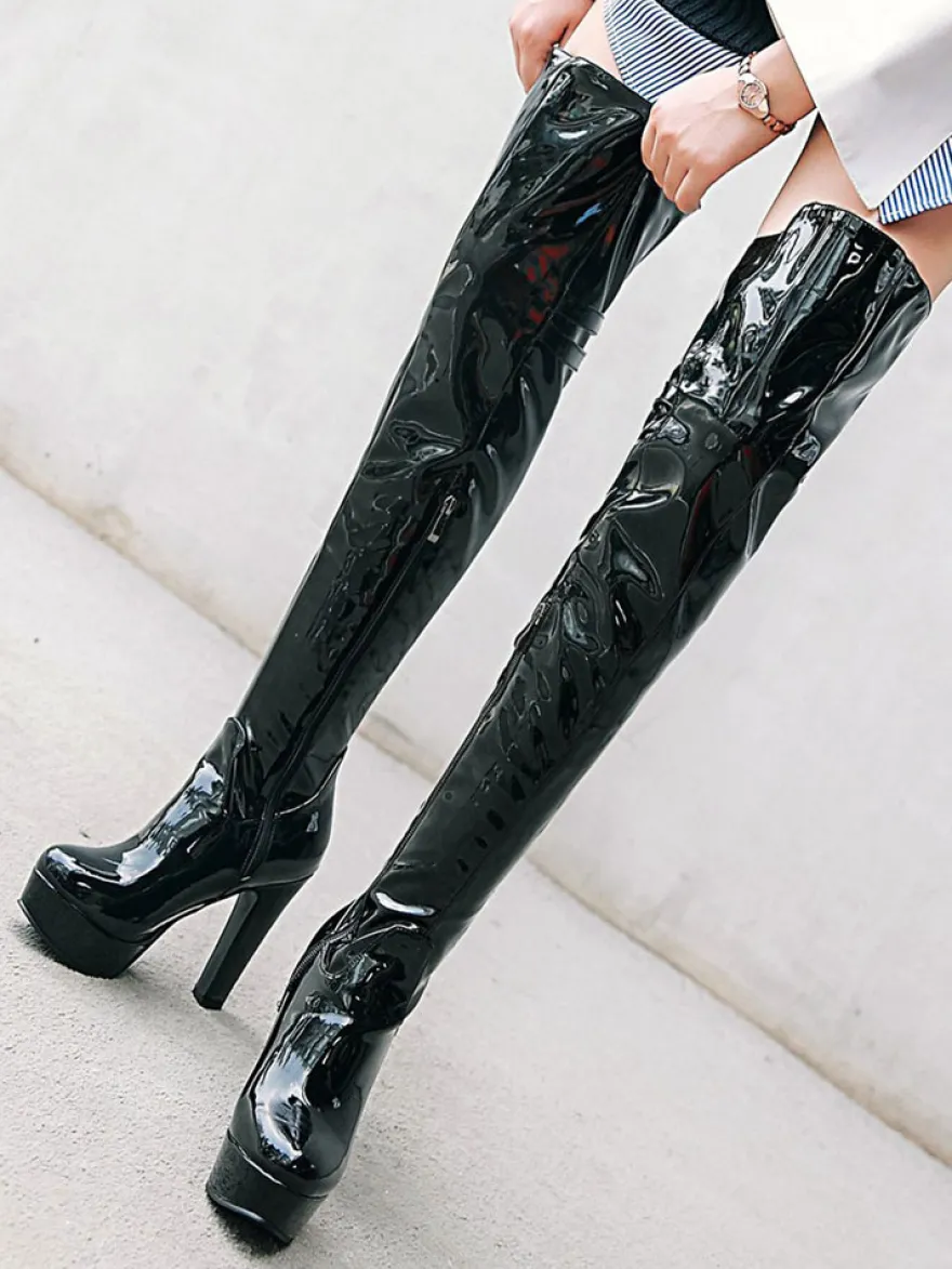 Bottes cuissardes noires Bottes femme à talons hauts