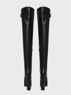 Bottes cuissardes noires à plateforme et boucle talon épais cuissardes