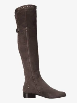 Bottes cuissardes plates cloutées à bout rond pour femmes