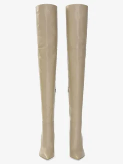 Bottes cuissardes pour femmes couleur unie bout pointu talon épais cuissardes