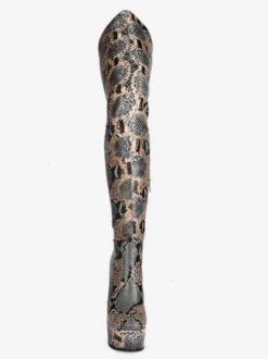 bottes cuissardes python bout rond imprimé serpent bottes d'hiver pour femmes