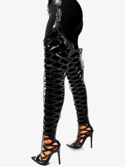 Bottes cuissardes sexy à bout ouvert et découpes au-dessus du genou