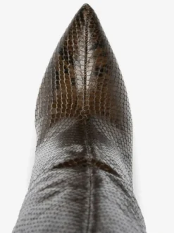 Bottes cuissardes sexy pour femmes bout pointu motif serpent talons hauts