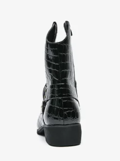 Bottes de cowboy à imprimé crocodile pour hommes bottes courtes à bout pointu et à talon bas