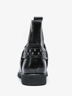 Bottes de cowboy pour hommes bout carré rivets bottes de motard punk bottes montantes à enfiler