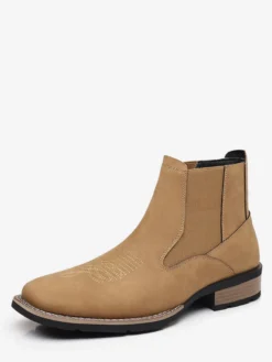 Bottes de cowboy western pour hommes bottines Chelsea à bout carré bottines décontractées à broderies rétro
